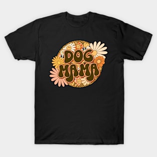 Dog Mama Retro Groovy Floral Leopard T-Shirt